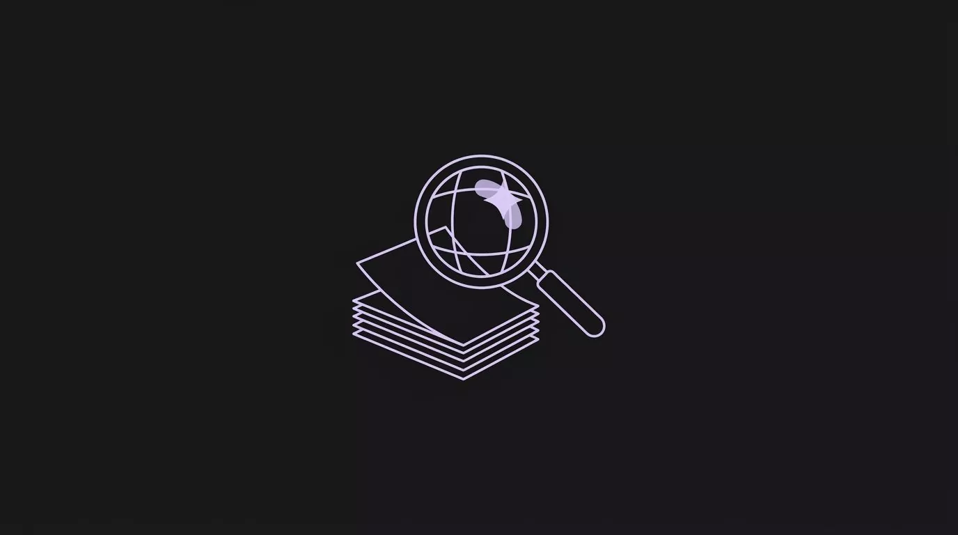 Magnifying glass over a stack of pages during an SEO content audit