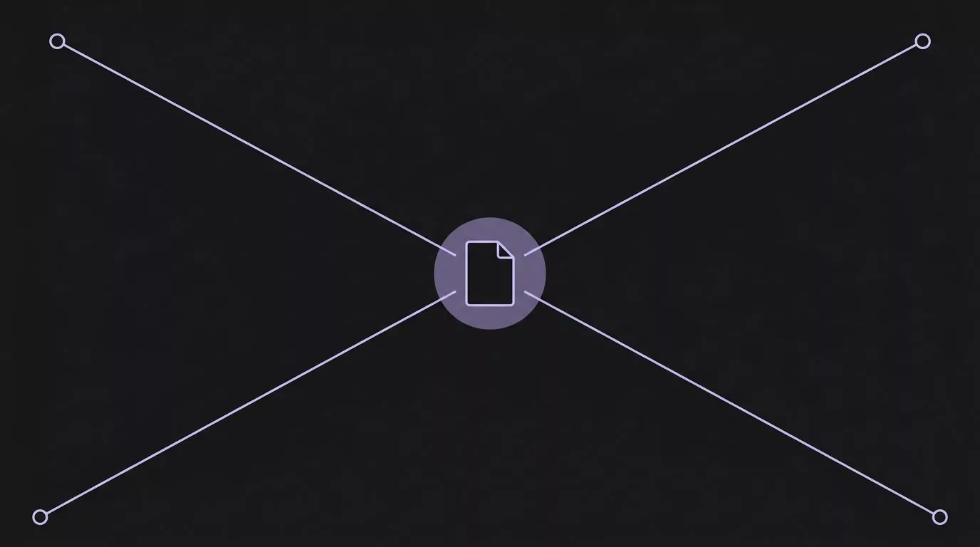 Content brief at the centre of a content marketing workflow feeding four stages