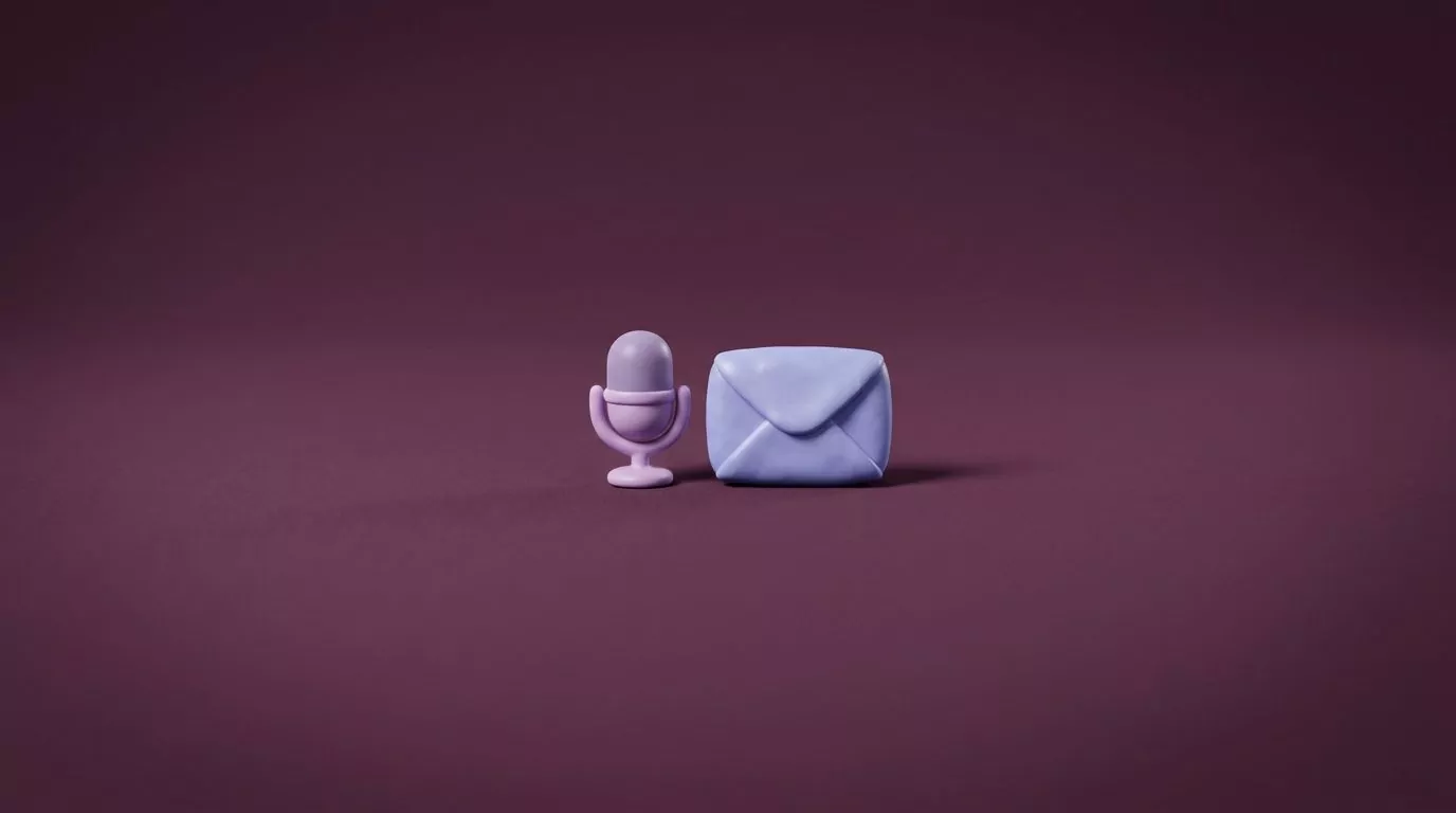 Soft clay style microphone beside an envelope, illustrating gmail dictation without a browser extension