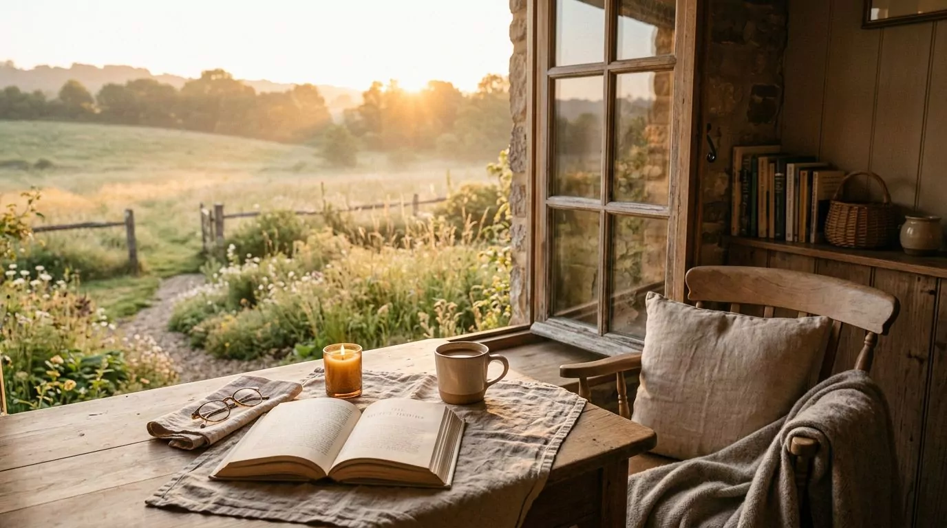Warm sunrise over a peaceful meadow