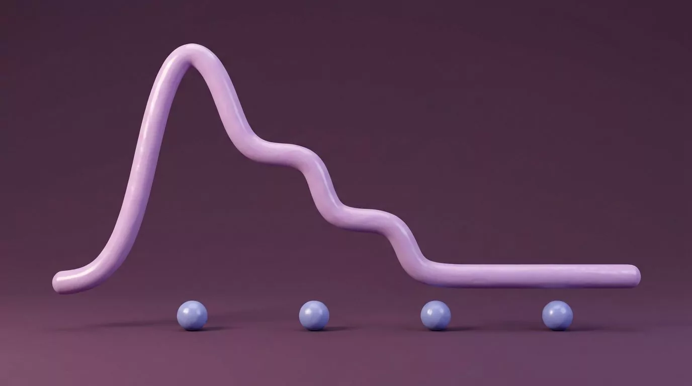 Curve of sugar detox symptoms by day, peaking early then stepping down to a flat line