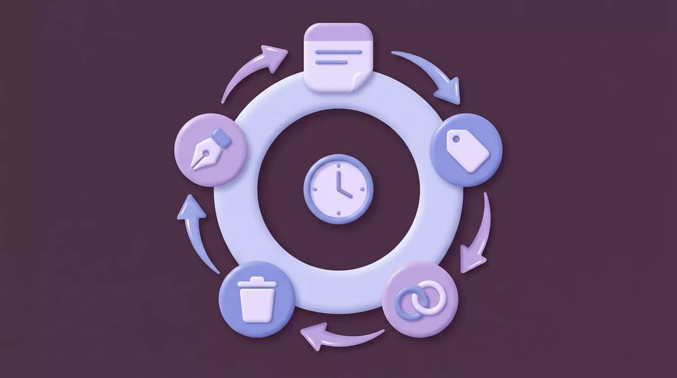 Five step weekly commonplace book review loop: skim, tag, link, delete, then write one line