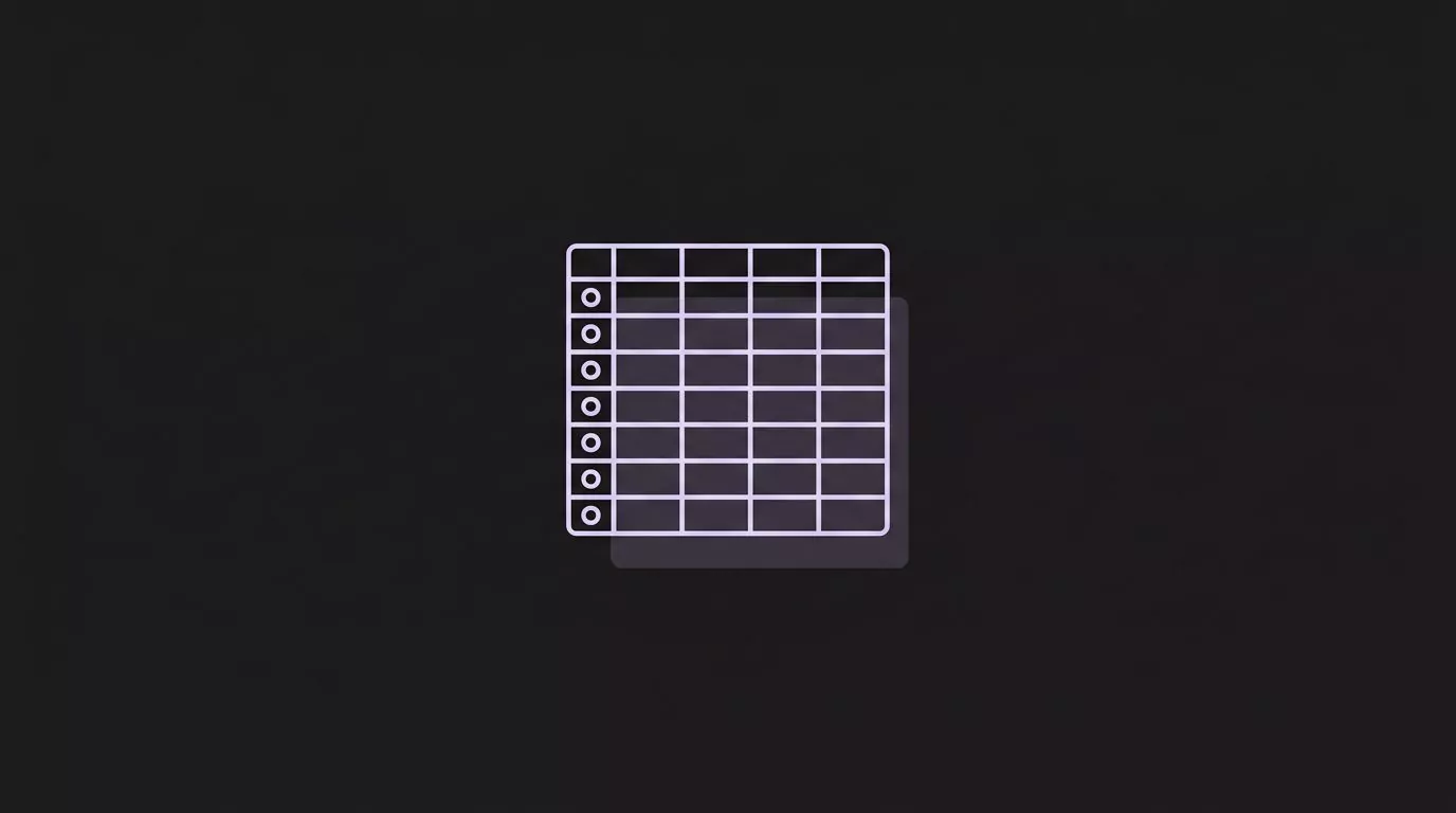 Simple spreadsheet grid used as a content audit template for tracking pages