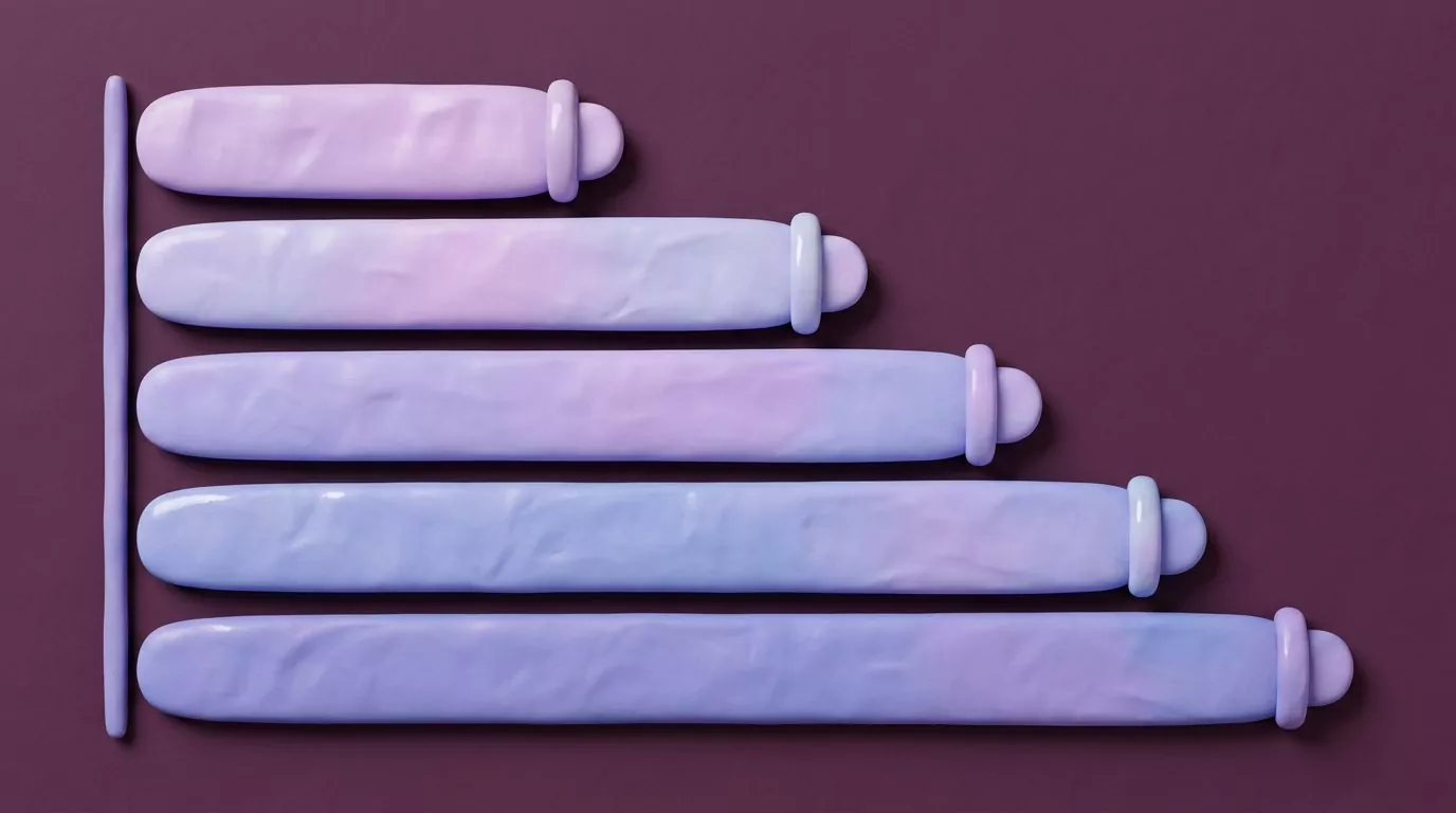 Five clay bars of rising length from one baseline, showing typing speed demands climbing by task type