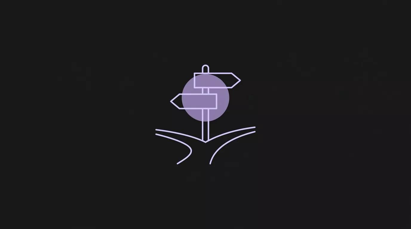 Signpost at a fork in the path, a decision guide for SEO pricing by budget