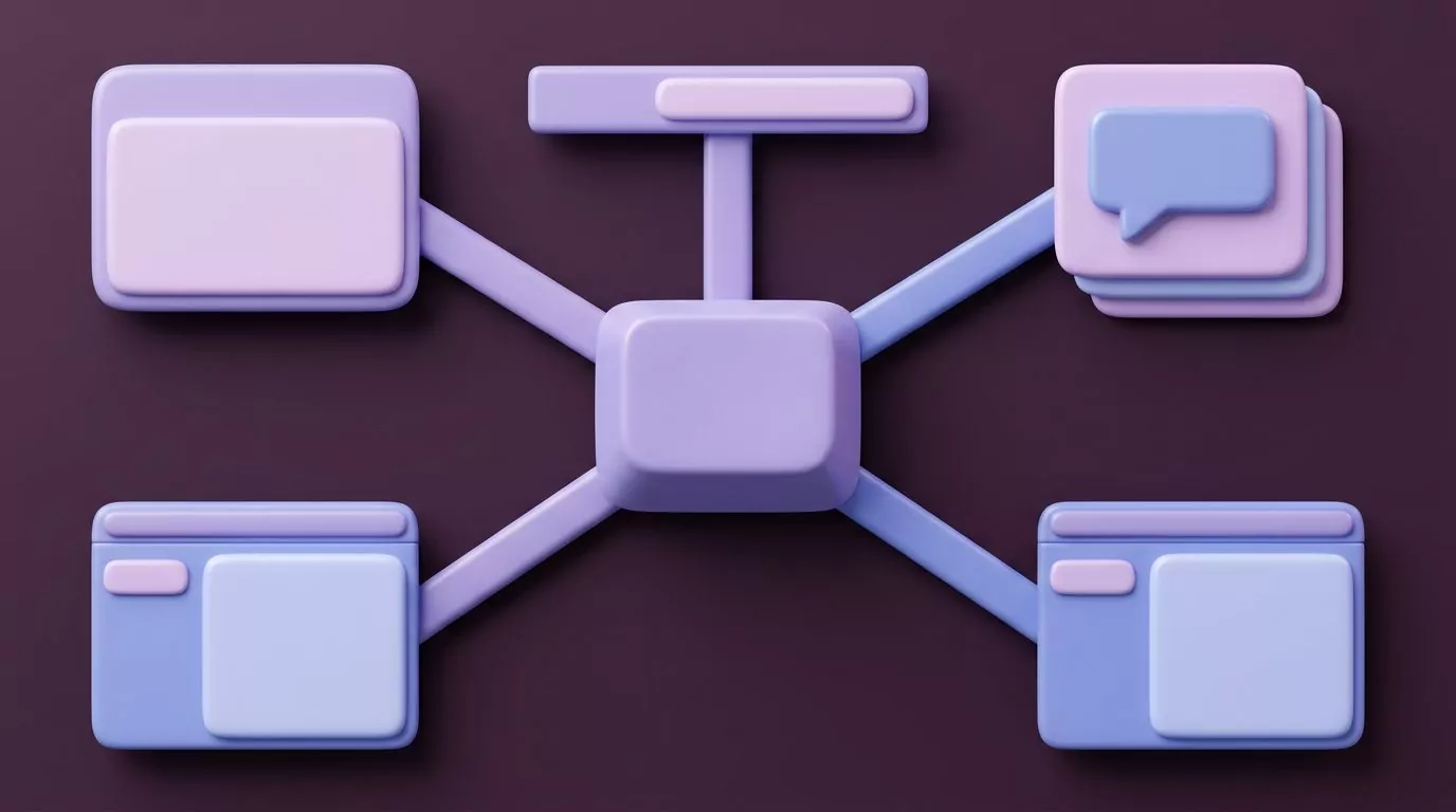 Hub and spoke diagram: one held key reaching compose box, subject line, inline reply and two desktop mail clients